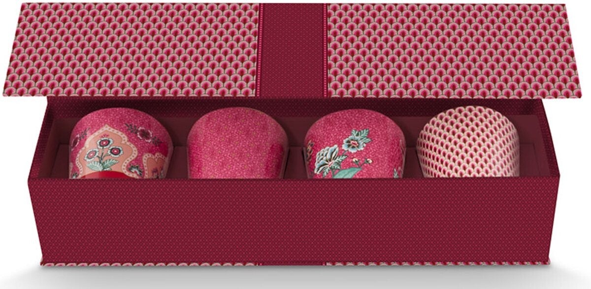 Oriental Flower Festival Set/4 Mokken Donkerroze