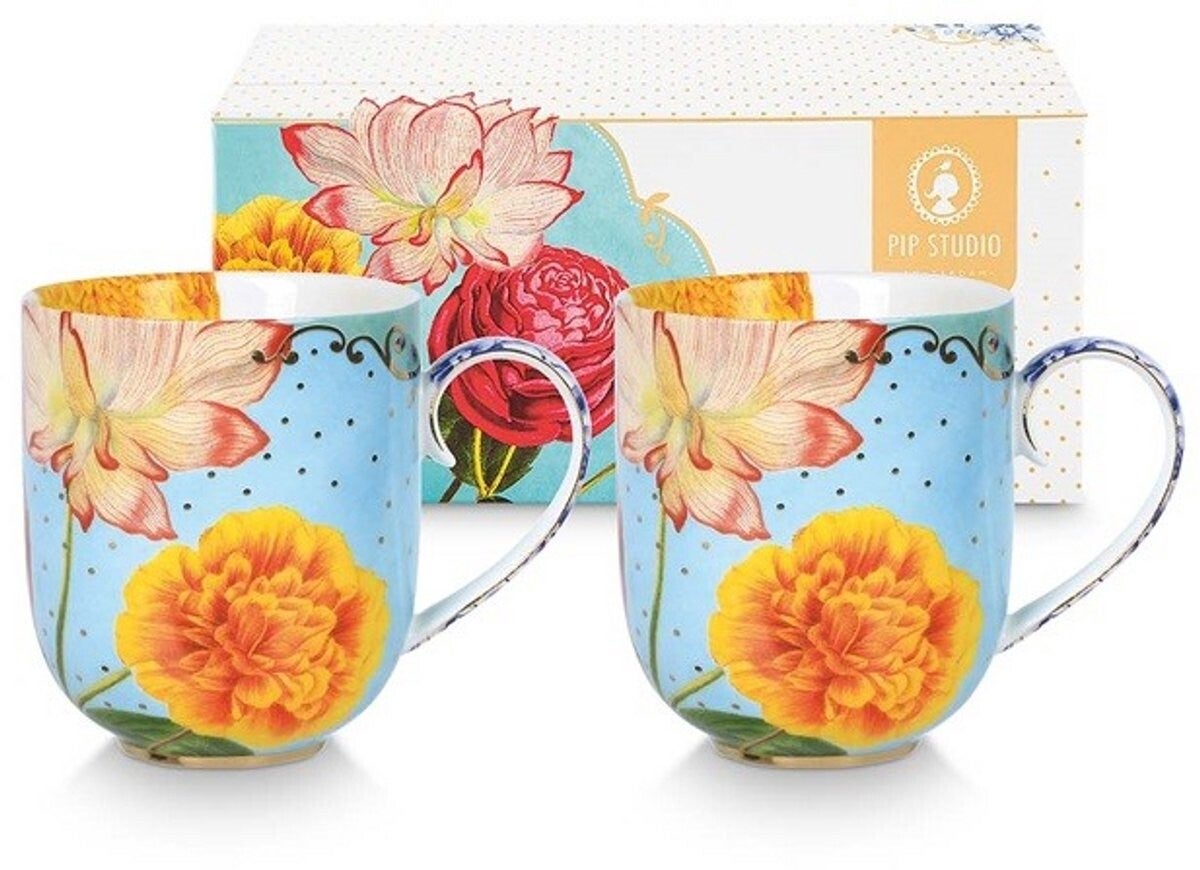 Pip studio-mok groot-Royal Flowers-Set van 2-325ml-Porselein