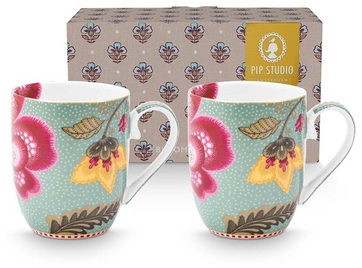 Pip studio-Mok klein-Blooming Tales Fantasy Blue-Set van 2-200ml-Porselein