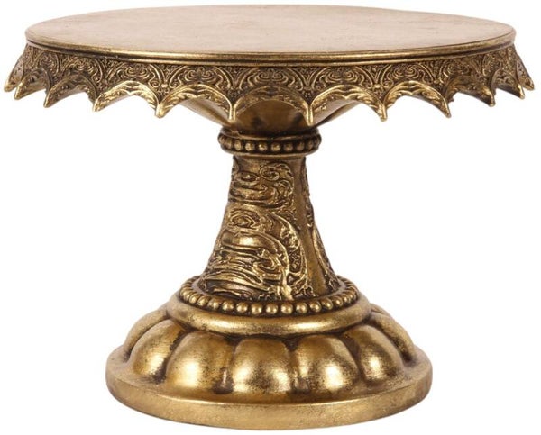 Baroque - Decoratief beeld of figuur - Taartenplateau 20 cm - Goud - Resin - 14.5x20x20 - Polyresin
