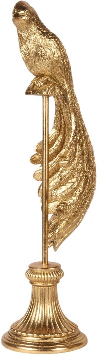 Baroque - Vogel op Standaard 49 cm - Goud - Resin - 49x16.5x13 - Polyresin