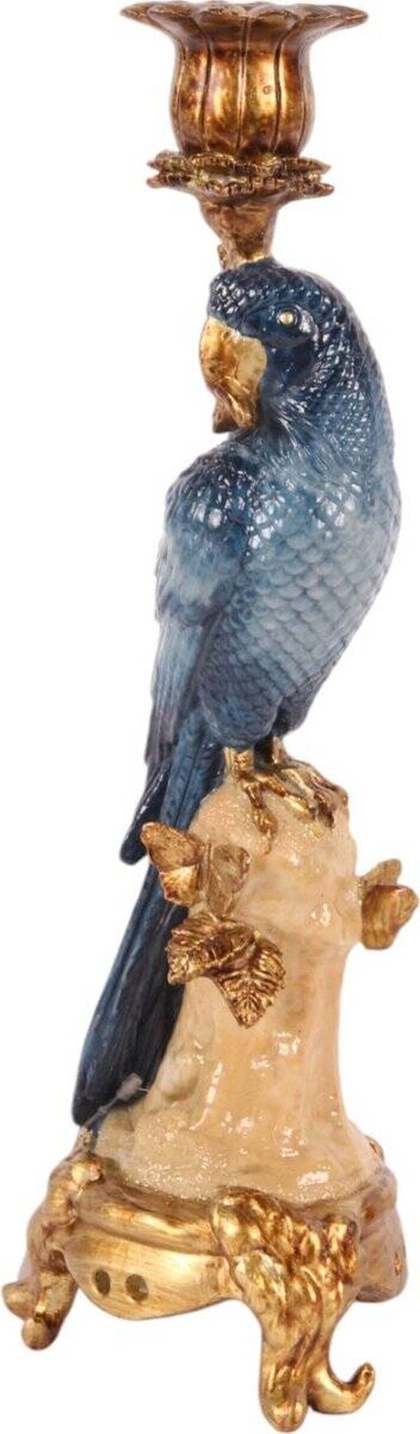 Baroque - Kandelaar Papegaai 33 cm - Blauw - Resin - 33x11x10.5 - Polyresin