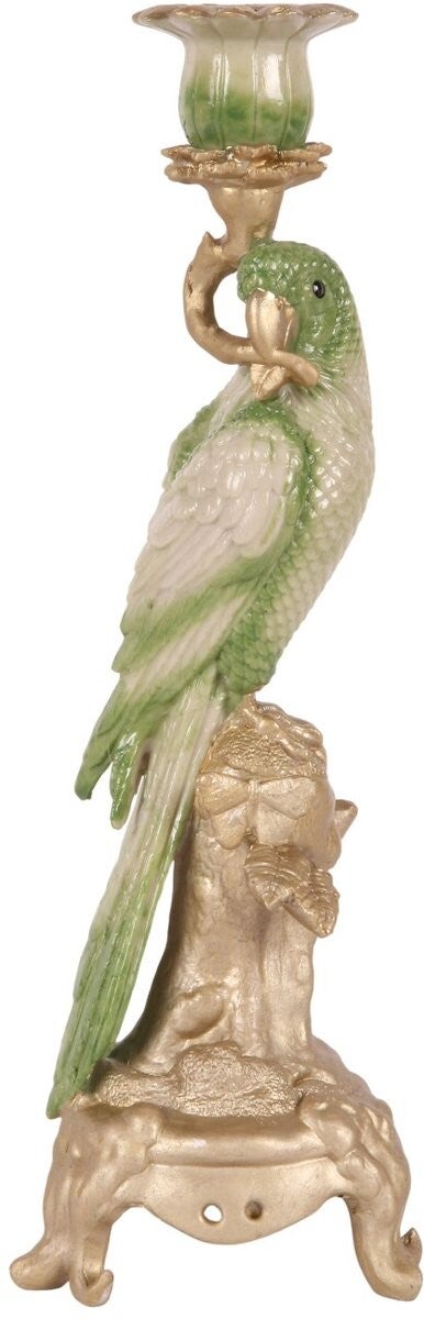 Baroque - Kandelaar Papegaai 33 cm - Groen - Resin - 33x11x10.5 - Polyresin