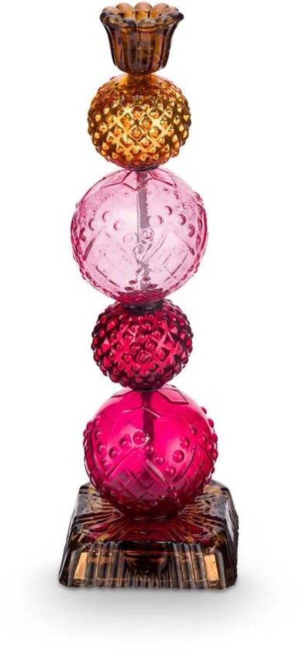 Pip Studio - Love Birds Glass Bead - Kandelaar - Glas - Rood/Geel - 30 cm