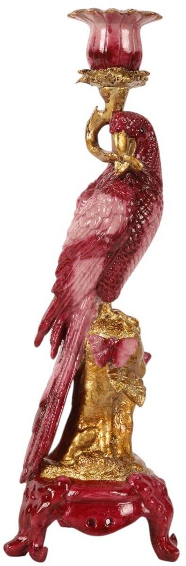 Baroque - Kandelaar Papegaai 33 cm - Rood - Resin - 33x11x10.5 - Polyresin