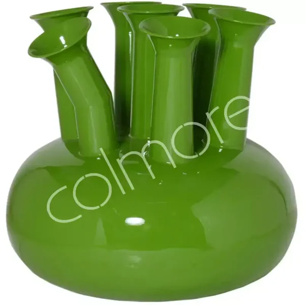 Colmore by Diga leaf groen emaille toeter/tulpenvaas met 7 tuiten 39x38 cm
