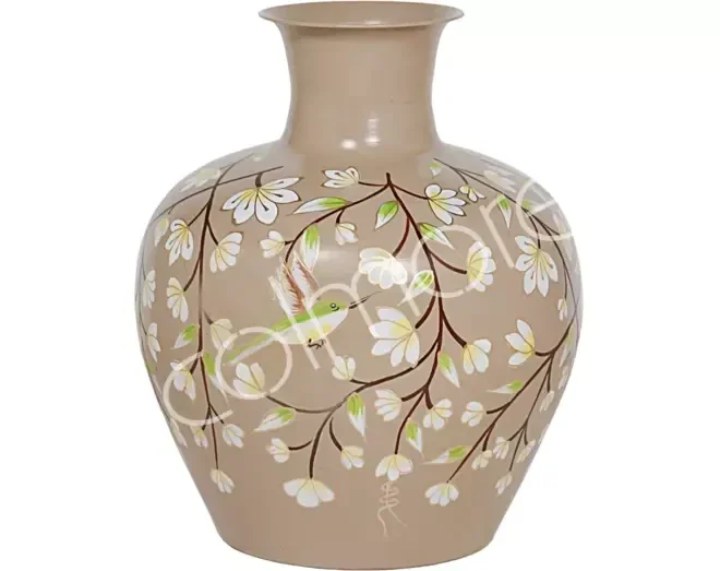 Colmore by Diga-vaas-taupe handbeschilderd enamel-iron-33x33x39cm