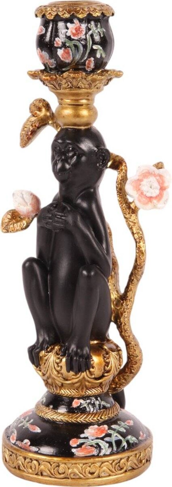 Baroque - Kandelaar - Kandelaar Aap - Zwart - Resin - 25.5x9x9 - Polyresin