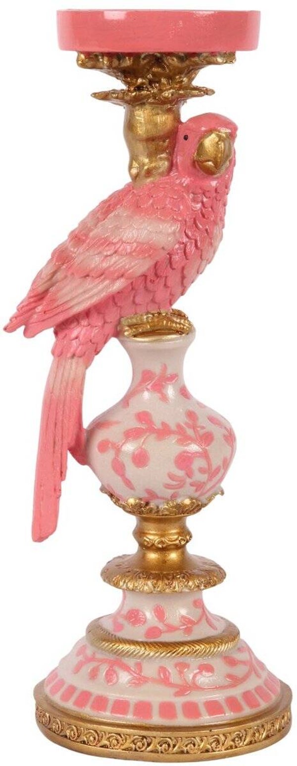 Baroque - Kandelaar - Kandelaar Papegaai 32,5 cm - Roze - Resin - 32.5x12x12 - Polyresin