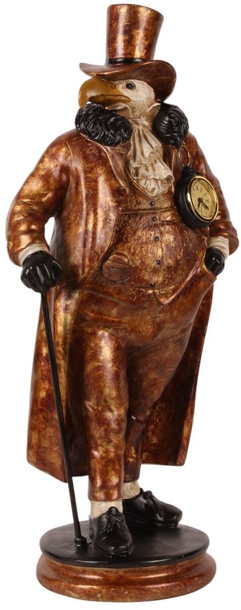 Baroque -Pinguin met Klok 25 cm - Goud - Resin - 58x25x19 - Polyresin