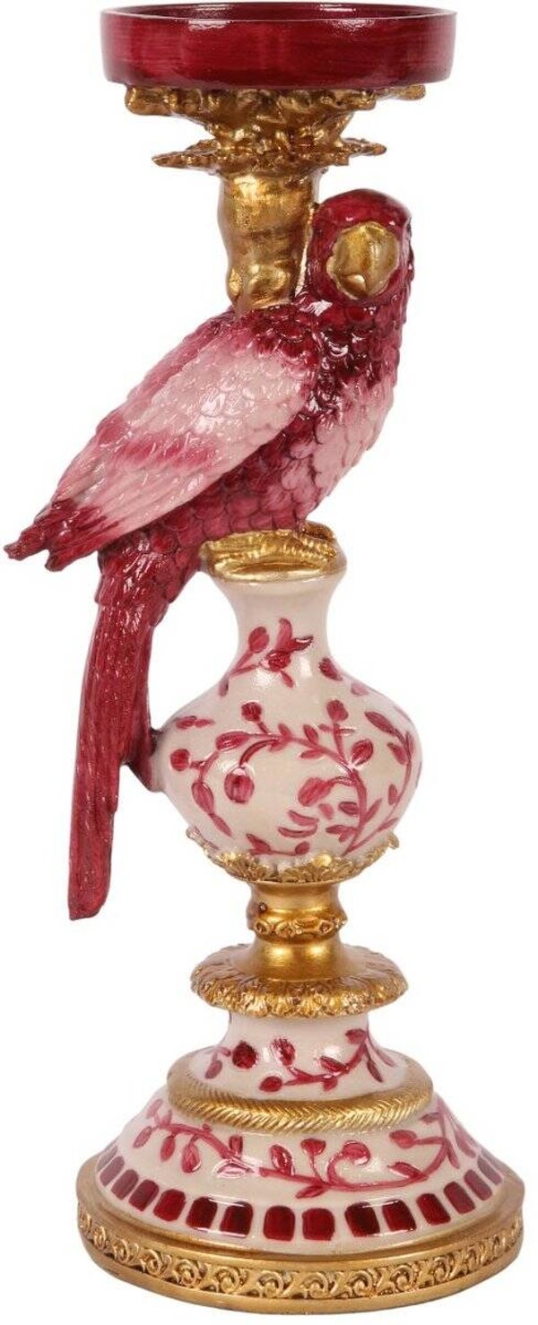 Baroque - Kandelaar - Kandelaar Papegaai 32,5 cm - Rood - Resin - 32.5x12x12 - Polyresin