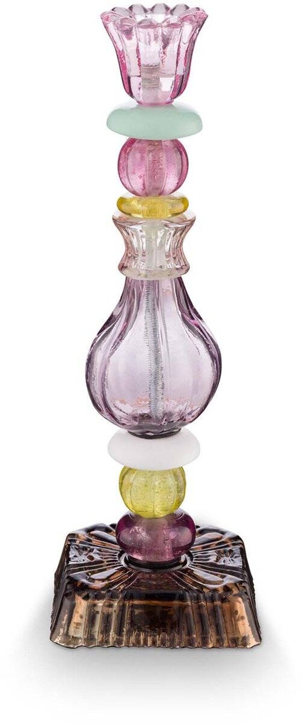 Pip Studio Kaarsenhouders - Beads - Kandelaar van Glas - Lila - 28cm