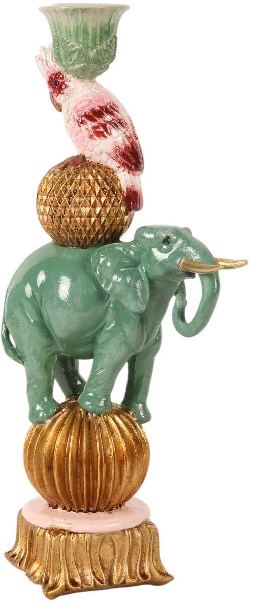 Baroque - Kandelaar - Kandelaar Olifant - Blauw - Resin - 27x11.5x8.5 - Polyresin