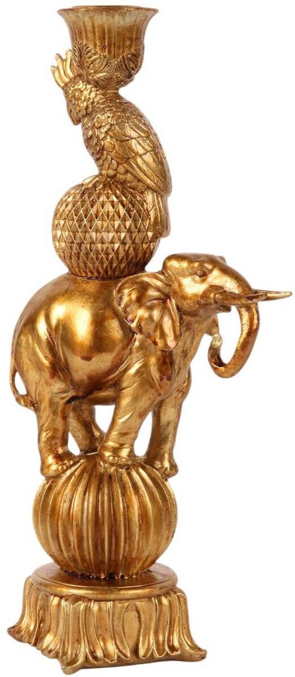 Baroque - Kandelaar - Kandelaar Olifant 27 cm - Goud - Resin - 27x11.5x8.5 - Polyresin