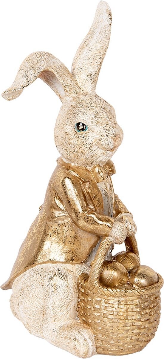 Decoratie Beeld Konijn 51 cm Beige Goudkleurig Kunststof