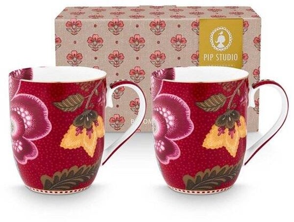 Pip studio-Mok klein-Blooming Tales Fantasy Dark Red-Set van 2-200ml-Porselein