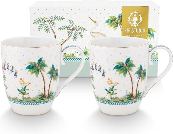 Jolie set van 2 mokken groot, dots gold - 350ml