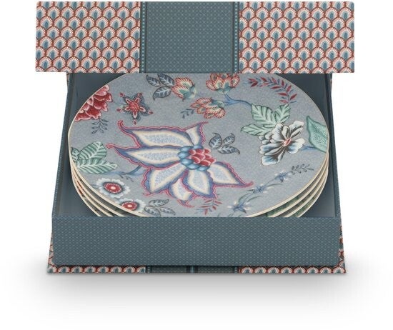 Flower Festival Set/4 Gebaksborden Lichtblauw 17cm