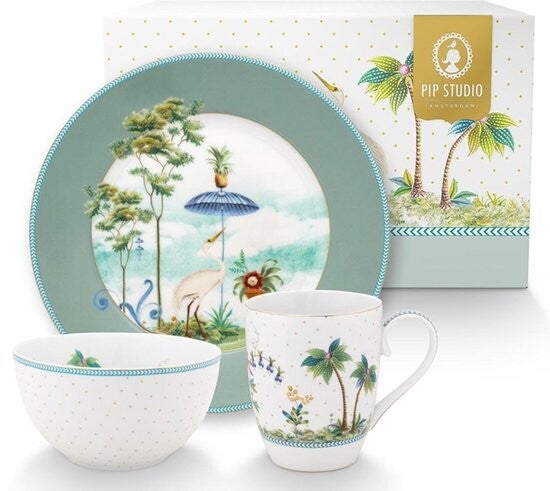 Set/3 ontbijtset Jolie bleu