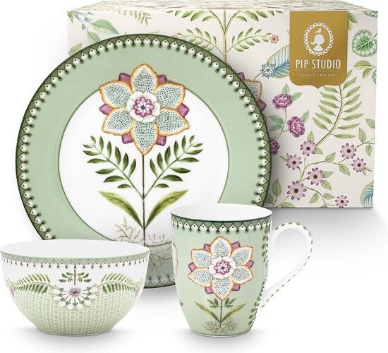 Set/3 Ontbijtset Lily & Lotus groen