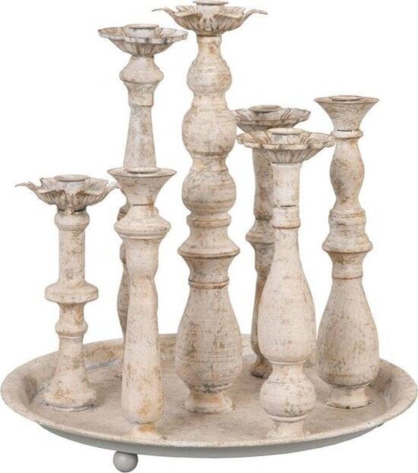 Kandelaar Ø 35x36 cm Wit ijzer Kaarsenstandaard