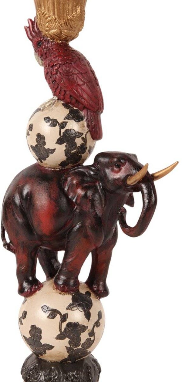 Baroque - Kandelaar - Kandelaar Olifant 30 cm - Rood - Resin - 30.5x12x9 - Polyresin