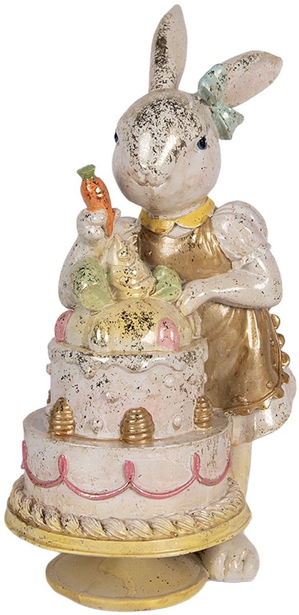 Decoratie Beeld Konijn 20x15x36 cm Wit Kunststof