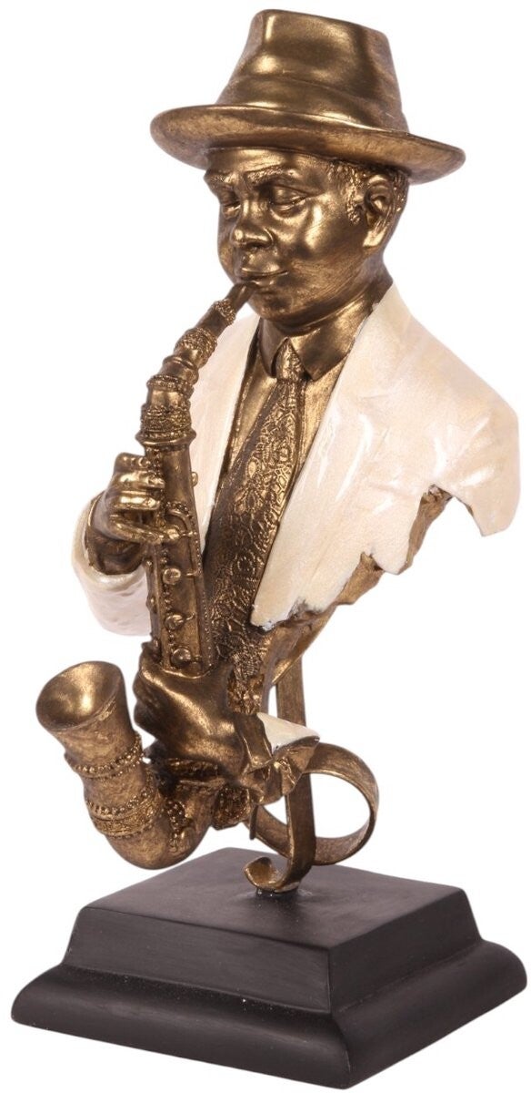 Baroque - Man met Saxofoon 36 cm - Goud - Resin - 36x21.5x17 - Polyresin