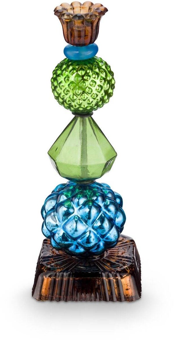 Pip Studio - Love Birds Glass Bead - Kandelaar - Glas - Blauw/Groen - 23,5 cm