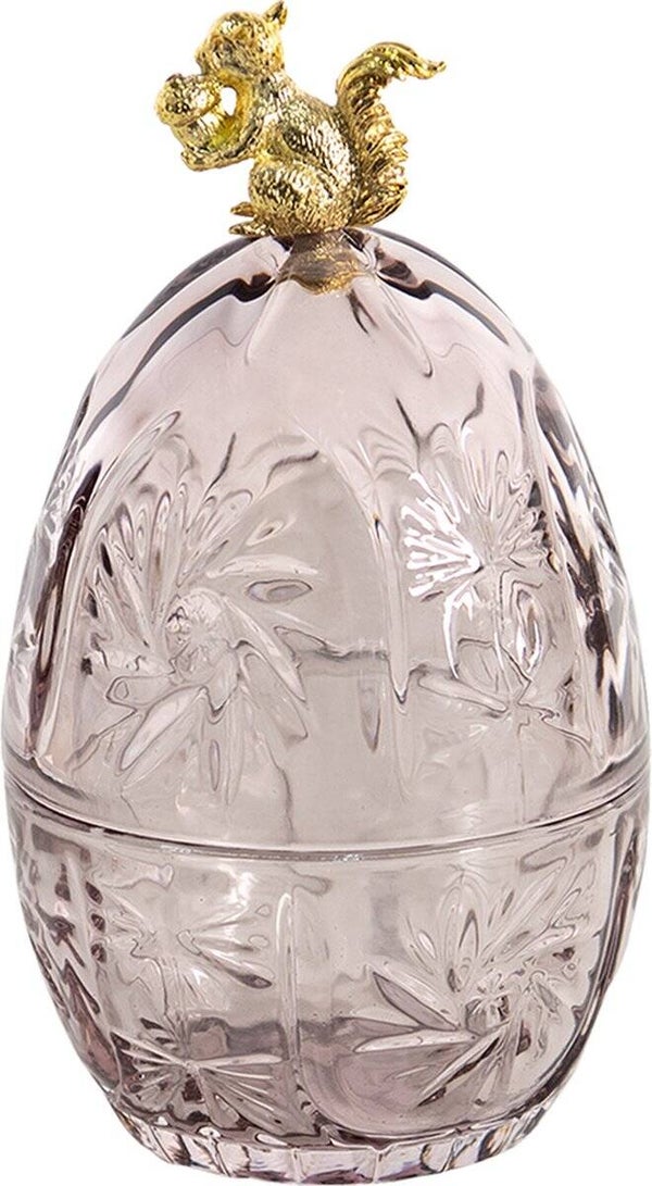 Clayre & Eef Glazen potje Ø 10x18 cm Roze Glas Ovaal Eekhoorn