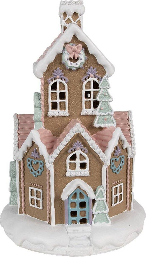 Gingerbread house met LED 22 cm Bruin Kunststof Peperkoekhuisje