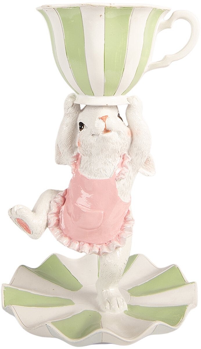 Decoratie Beeld Konijn Ø 15x24 cm Wit Kunststof