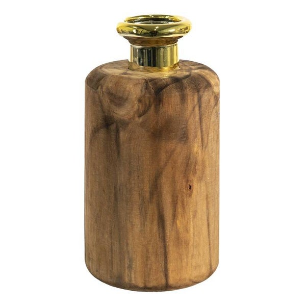 Clayre & Eef decoratievaas 10*21 bruin hout.