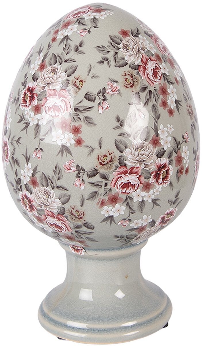 Decoratie Beeld Ei Ø 17x28 cm Grijs Keramiek