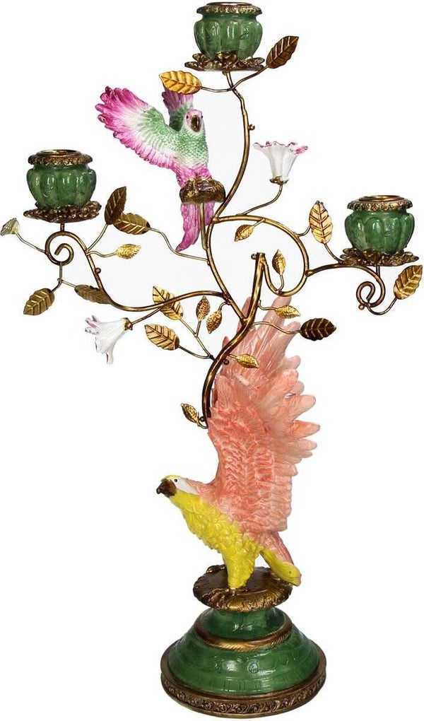 Supervintage kandelaar 3 kaarsen multicolor 28x20x46cm