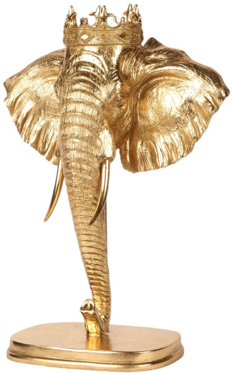 Baroque  - Olifant op Standaard - Goud - Resin - 37.5x27x14.5 - Polyresin