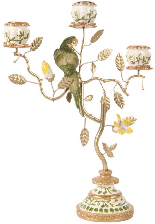 Baroque  - Kandelaar Papegaai 31,5 cm - Groen - Resin - 31.5x22,5x9 - Polyresin