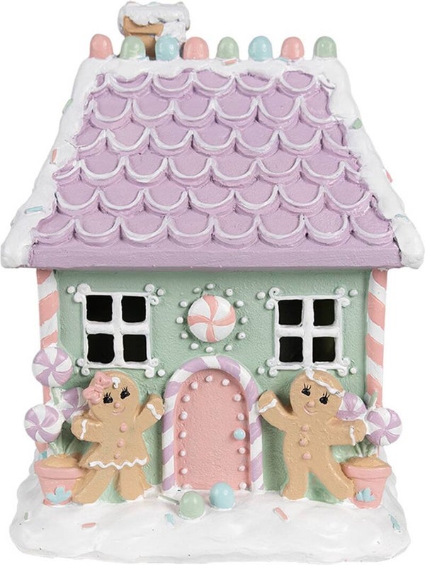 Gingerbread house 17x14x21 cm Groen Roze Kunststof