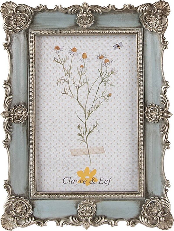 Clayre & Eef Fotolijst 10x15 cm Blauw Kunststof Glas Fotokader