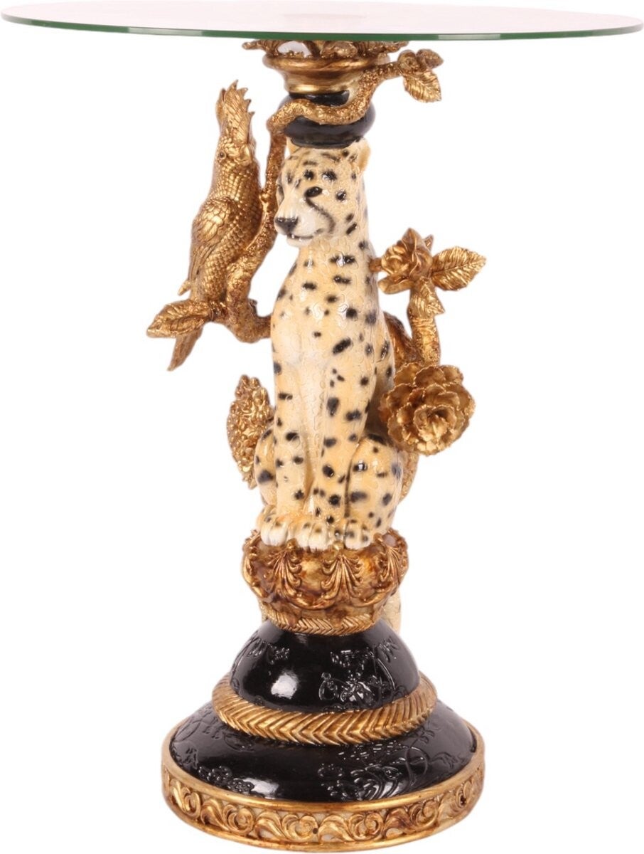 Baroque  - Bijzettafel luipaard resin 51 cm - 51.5x40x40 - Polyresin