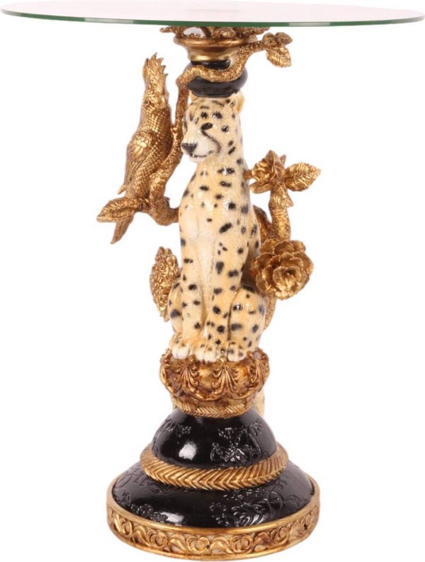 Baroque  - Bijzettafel luipaard resin 51 cm - 51.5x40x40 - Polyresin