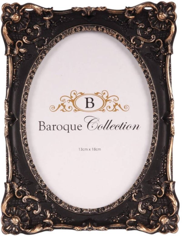 Baroque - Fotolijst - Fotolijst 13x18 cm - Zwart - Resin - Staand/Liggend - 21.5x16x2 - Polyresin