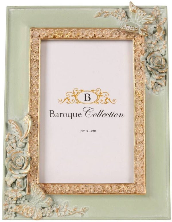 Baroque - Fotolijst - Fotolijst 10 x 15 cm - Mint Groen - Resin - 21x16x2.5 - Polyresin