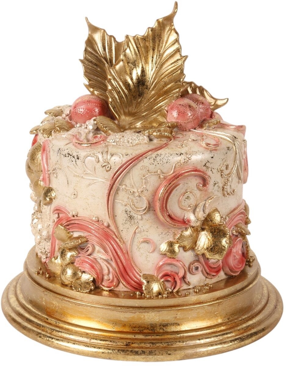 Baroque - Decoratief beeld of figuur - Decoratie Taart 31 cm - Roze - Resin - 31x28x28 - Polyresin