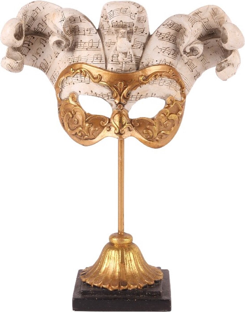 Baroque  - Masker op Voet 28 cm - Goud - Resin - 28x23x10 - Polyresin
