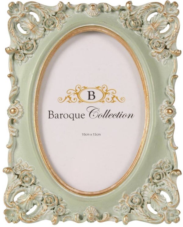 Baroque - Fotolijst - Fotolijst 10 x 15 cm - Mint Groen - Resin - 19.5x15.5x1.8 - Polyresin