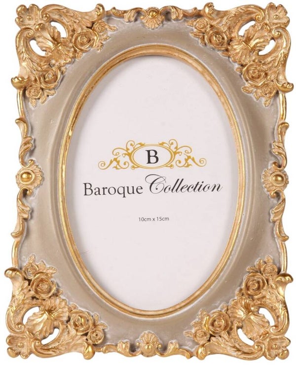 Baroque - Fotolijst - Fotolijst 10 x 15 cm - Taupe - Resin - 19.5x15.5x1.8 - Polyresin