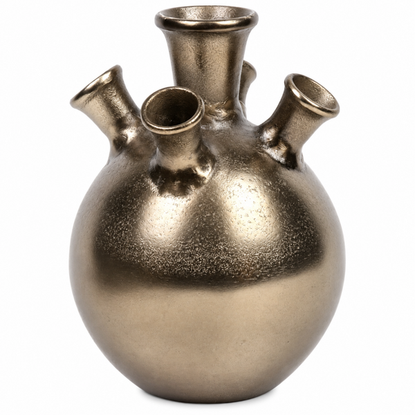 Vaas tulpenvaas aluminium antiek nikkel  23x23x28cm