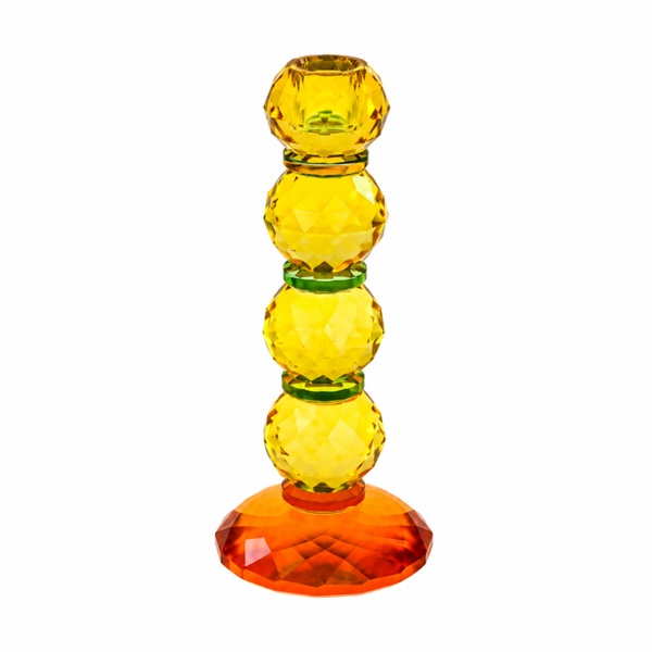Werner Voß Kandelaar Fancy Crystal Geel oranje – kleurrijke glazen kandelaar 22 cm