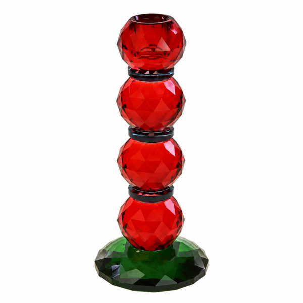 Werner Voß Kandelaar Fancy Crystal rood groen – kleurrijke glazen kandelaar 22 cm